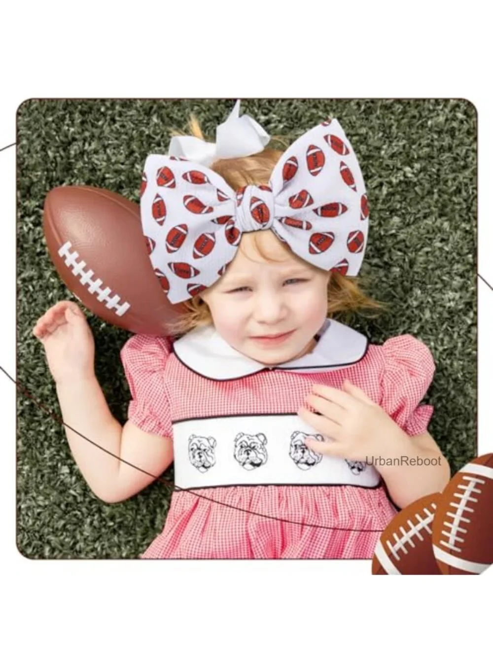 Handmade Football Bow Headband for Baby Girls Newborn Toddler